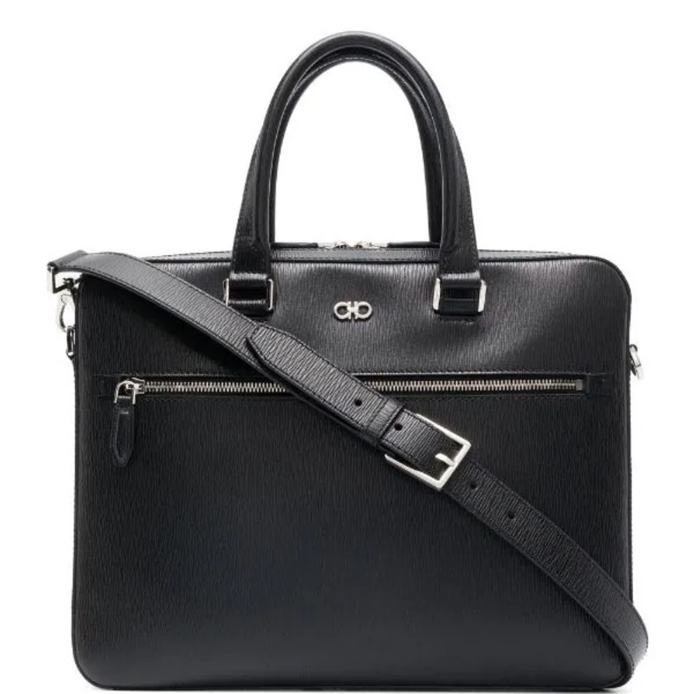 Ferragamo Revival Double Gancio Leather Briefcase Retail $1990